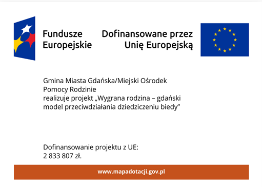 Rysunek z informacją, że projekt Wygrana rodzina został dofinansowany z funduszy europejskich.